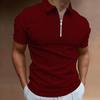 Men's Slim Fit Short Sleeve Half-Zip Striped Polo Shirt
