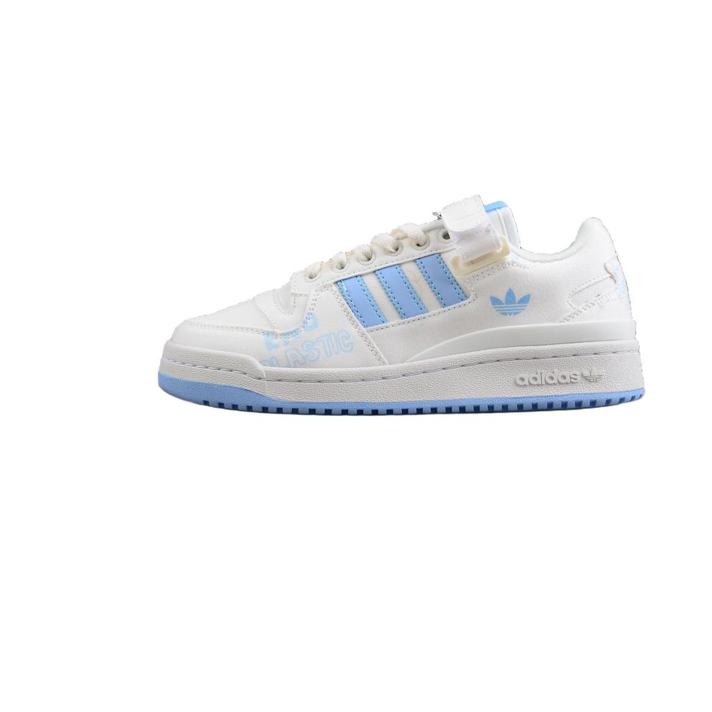 adidas Eredeti Forum Low Szintetikus Bőr tépőzáras Tartós illeszkedés alacsony szárú gördeszka cipő Női sneaker Fehér Kék GY7985