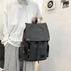 Versatile Student PU Backpack Water Resistant Large Flap Cover Drawstring Daypack School Book Bag for Daily Essential