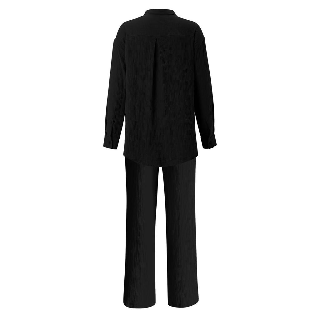 Two Piece Suit Women Summer Muslin Shirt And Trousers Clothes Two Piece Beachwear Suit Two Piece Suit Women