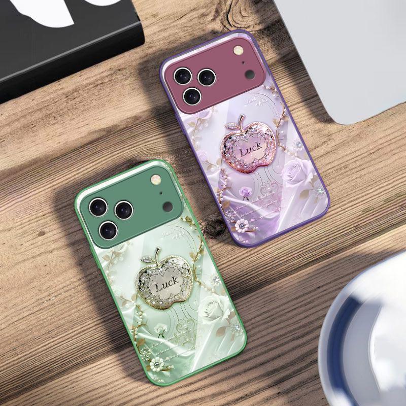 Lucky and Romantic Love For iPhone 17 Air 16 E 15 14 13 Plus 12 Mini 11 17 Pro Max XR Xs Max 16E 7 8 Tempered Glass Phone Case