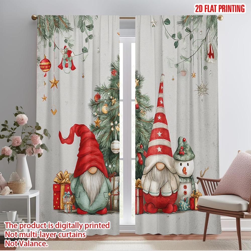 

2 шт., 2D плоская печать Минималистичные шторы Рождественские гномы и снеговик Универсальный прочный полиэстер (без удилища) Украшения 52.50×116.00 CM 2pcs