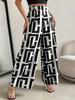 2026 Lässiger Eleganter Bohème-Stil - Weiter Bein Elastische Taille Zweifarbig Kariert Bedruckte Lockere Hose Weiter Bein Hose