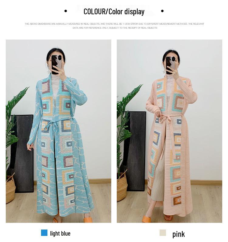 Women's Middle Eastern Pleated Long Dress & Cardigan Robe - Loose Plus Size