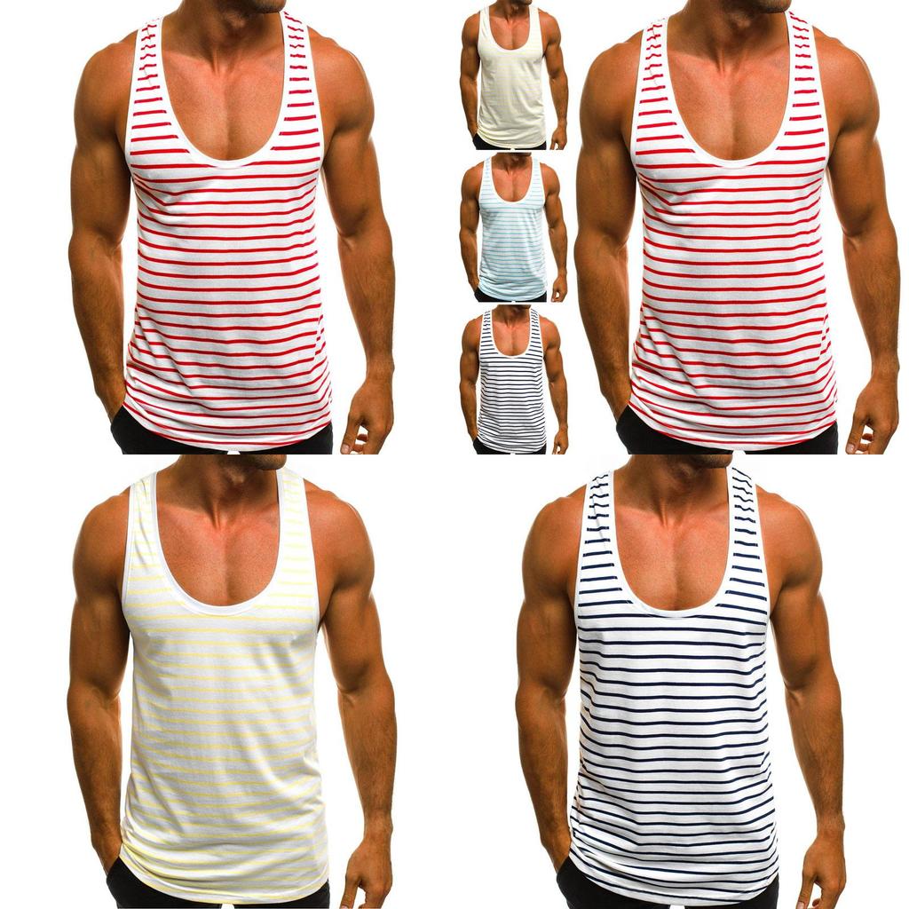 Premium Quality Men's Stripe Sleeveless Vest For Summer Beach Training And Gym