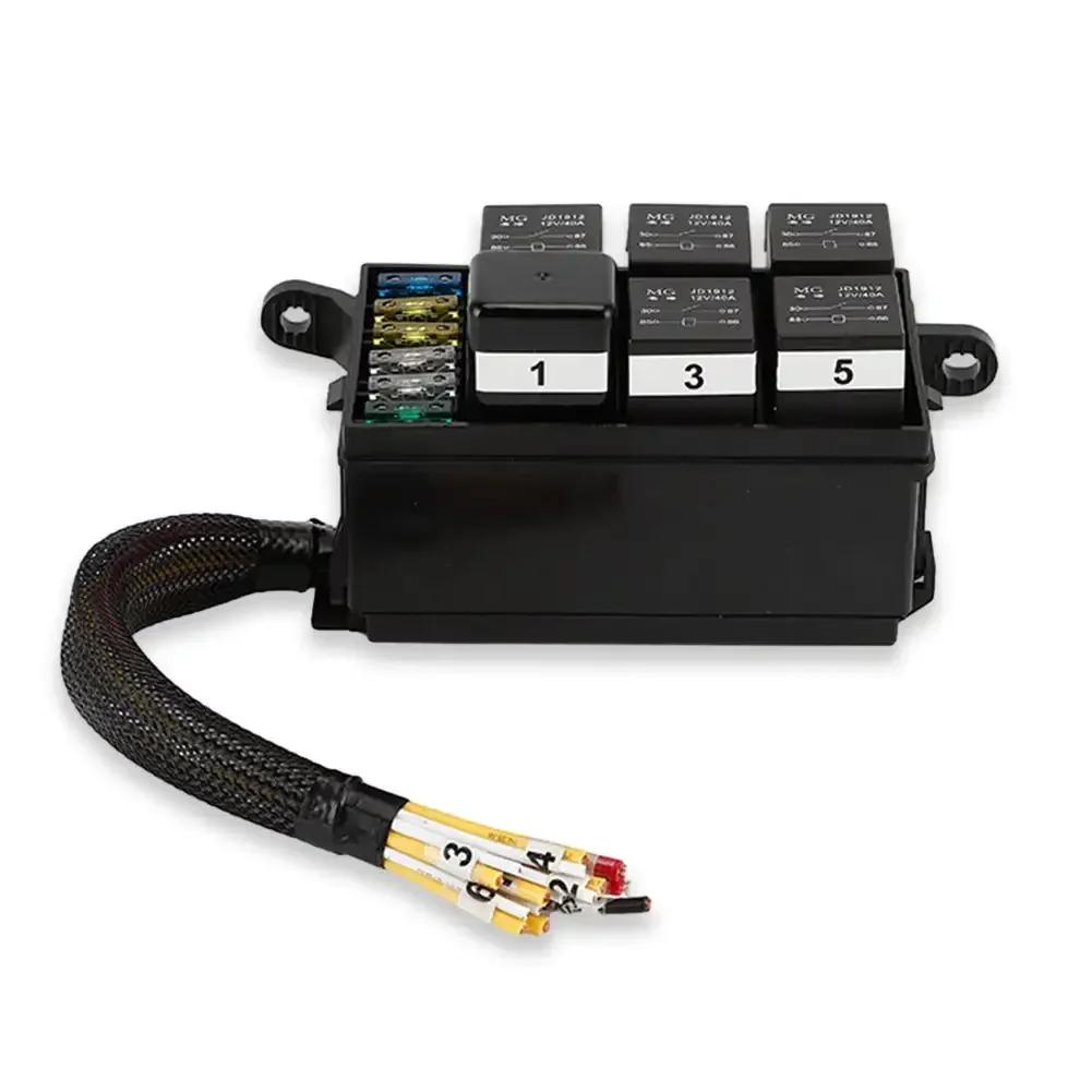 12V Relay Box 6 Way Universal Relay Fuse Box 6 Slots Relay Block ATC/ATO Fuse Block with Relay Waterproof Kit for Car Truck