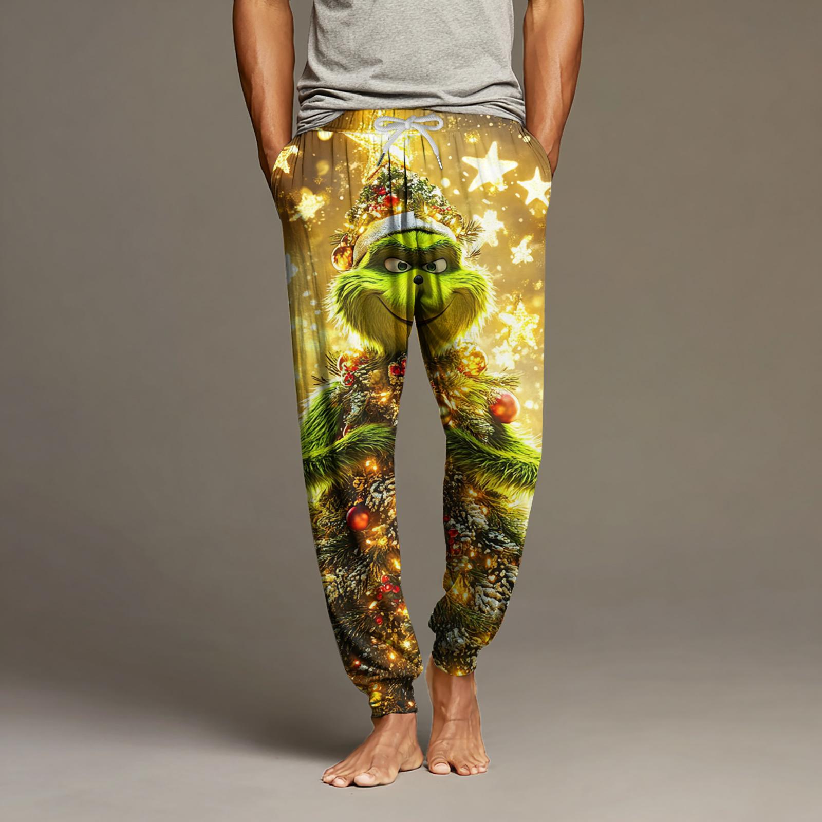 

Мужские повседневные брюки с карманами на кулиске и манжетами, домашние брюки для сна XXXL жёлтый