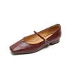 Spring Professional Versatile Women's New French Retro Casual Small Leather Shoes Women's Shallow Mouth Buckle Low Heel Commuter Square Head