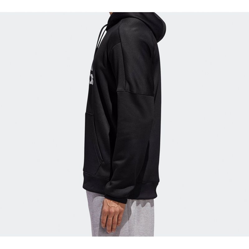 Adidas Logo Print Pullover Hoodie Men Sportswear Black DH9018