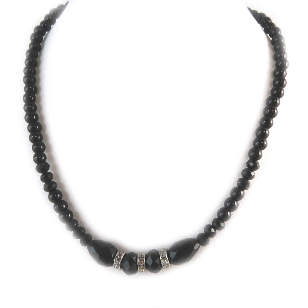 Les Trésors De Lily [N8853] - Black Silver 'Sissi' Necklace