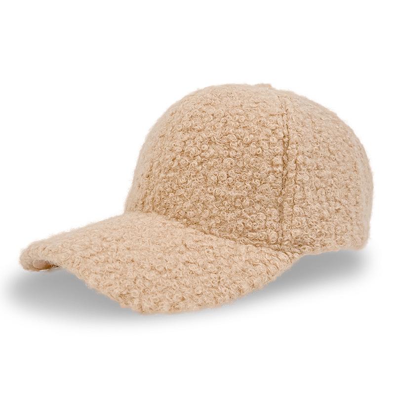 Autumn and Winter Outdoor Light Board Lamb Wool Cap Women's Solid Color Lamb Wool Baseball Cap Men's Thermal Hat