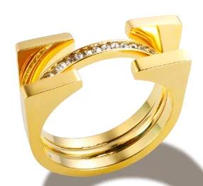 Anello Minimalista in Acciaio Inossidabile a Forma di Cuore Amore Vuoto per Donne Anelli con Zirconi Intarsiati Colore Oro Impermeabile Gioielli Moda Romantica
