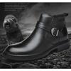 Winter Buckle Design Top Layer Leather Chelsea Boots Men Business Martin Style Large Sizes Available