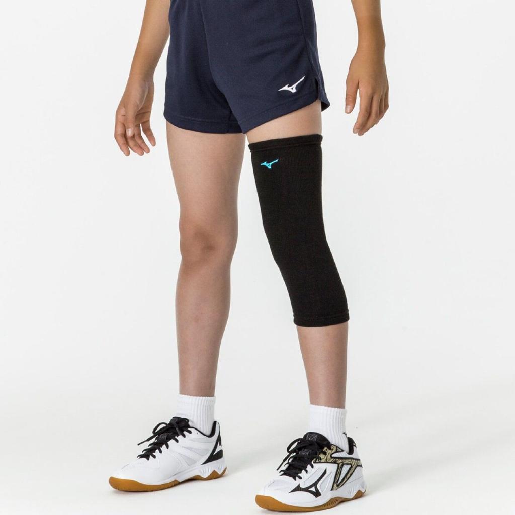 Mizuno Volleyball Knee No 1 Free V2MYA402 Support, Long, Pad, Piece, Junior, Black/Turquoise, Size,
