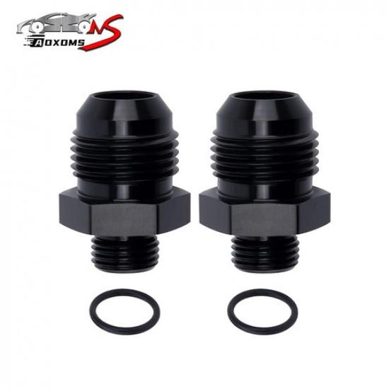 2Pcs 6AN AN6 Flare to 10AN AN10 ORB Male Fuel Rail O-Ring Fitting Adapter Black