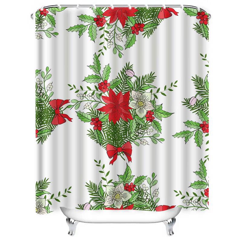 TU Floral Shower Curtain Botanical Greenery Plants Pattern Bathroom Decor Nature Theme Washable Fabric Liner