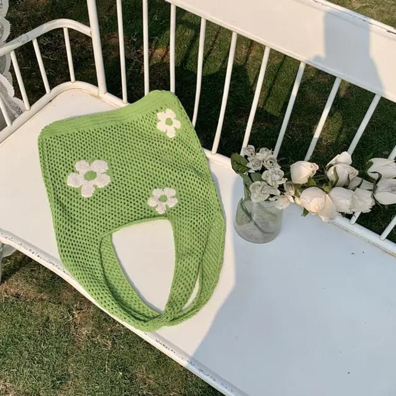 

Yogodlns Fashion Sweet Flower Pull Tote Bag Large Coupling Bag Жіноча проста ретро сумка на плече Жіноча сумочка 38x2x33cm зелений