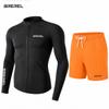 Heren UV-Bescherming Rash Guard Set Lange Mouw Zwemshirt Sneldrogende Boardshorts Snorkelen Surfen Kajakken