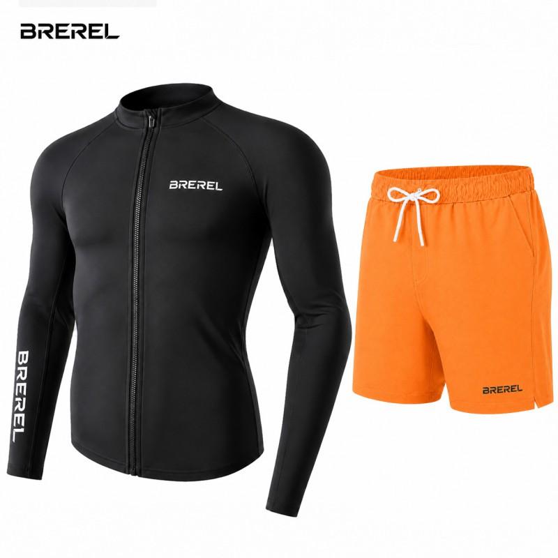 Heren UV-Bescherming Rash Guard Set Lange Mouw Zwemshirt Sneldrogende Boardshorts Snorkelen Surfen Kajakken
