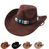 Retro Old Suede Men's and Women's Big Brim Riding Hat Travel American Western Cowboy Hat Sunshade Sunscreen Hat