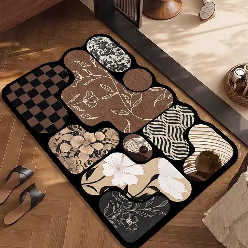 Bathroom floor mat, water-absorbing non-slip foot mat at the door of the bathroom, household soft diatom mud quick-drying carpet