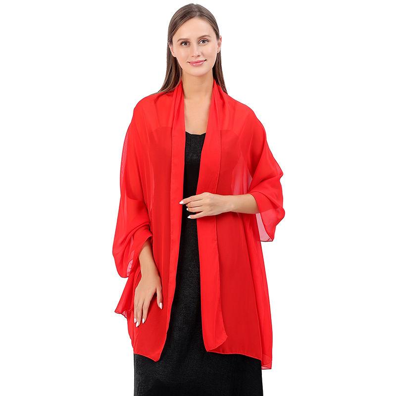 Shawl Dress Shawl Scarf Chiffon Dinner Dual-Use Women Solid Color Cheongsam Party