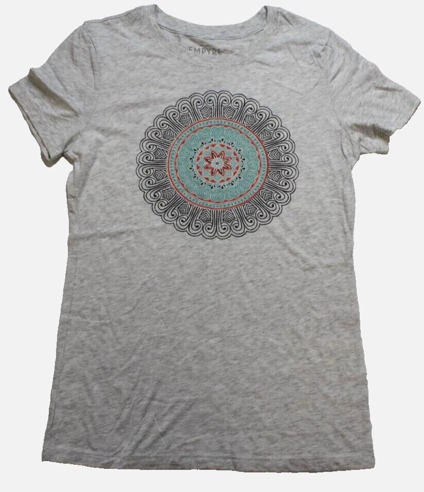 

Empyre Womens Spiritual Mandala Floral Design Gray Shirt New Medium 2XL