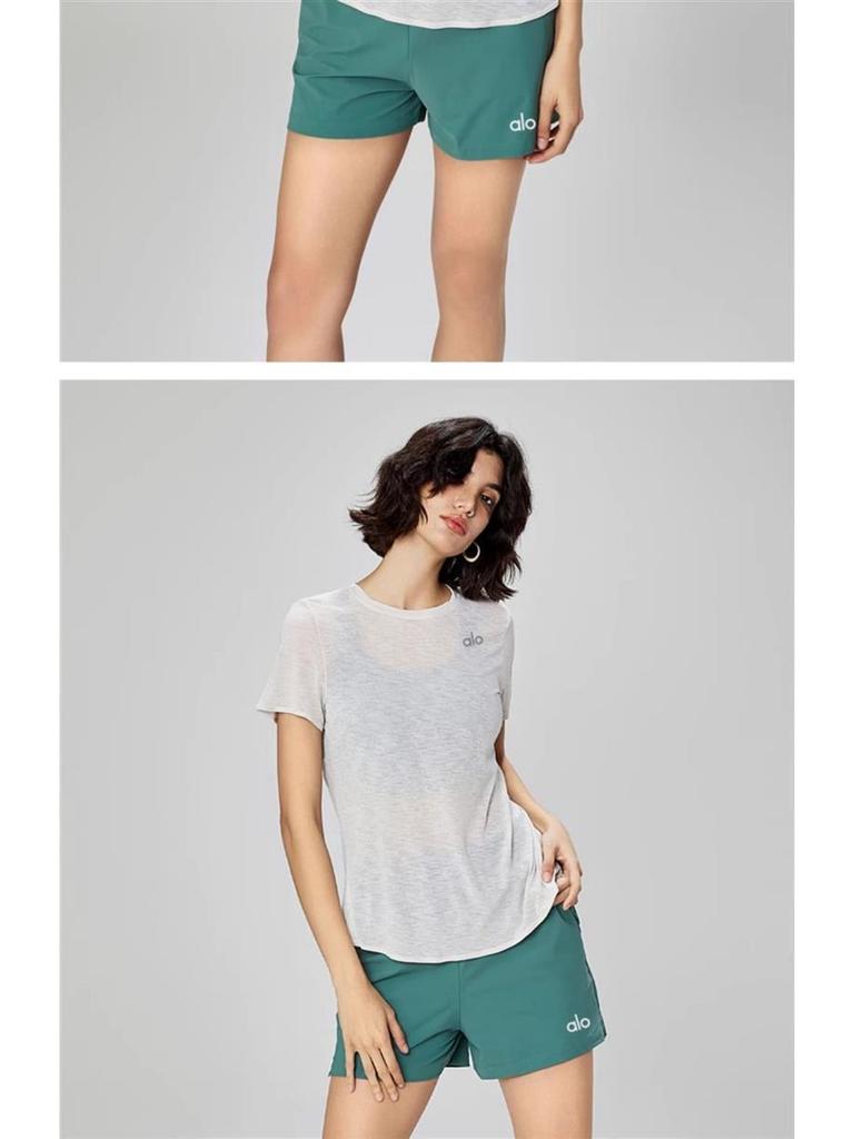 ALO Yoga Noord-Amerika Korte Mouw Mesh Losse Pasvorm Yoga Shirt.