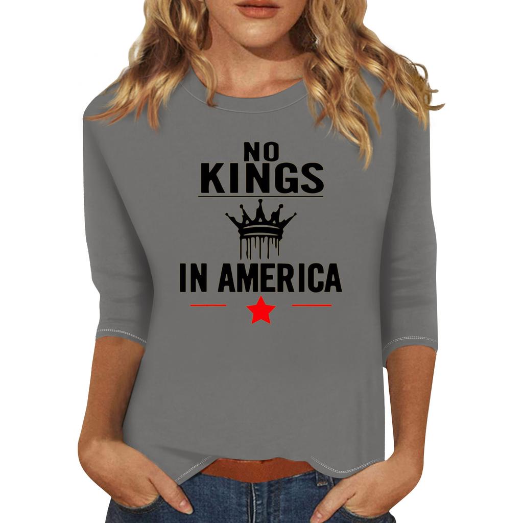 Women's Fashionable Casual Three-quarter Sleeve Round Neck Top