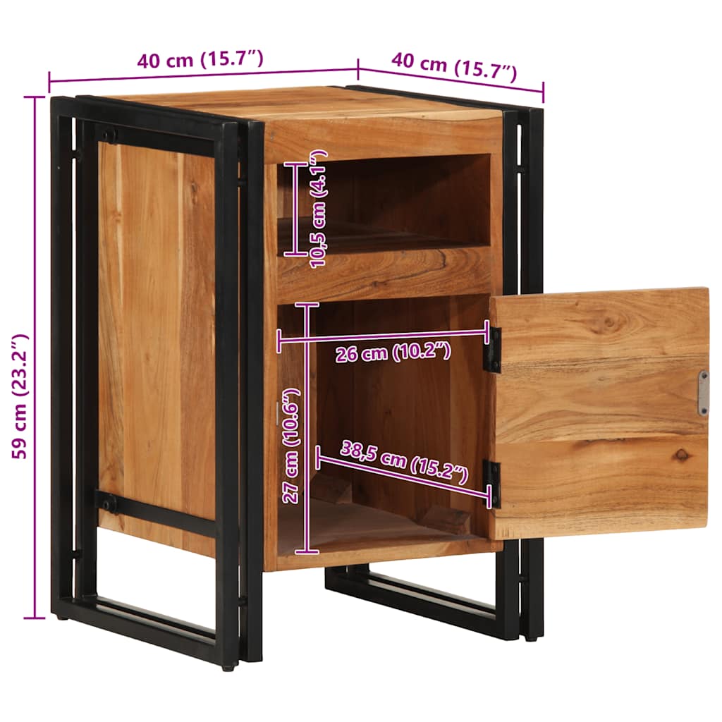 Nightstand 40 x 40 x 59 cm Solid Acacia Wood