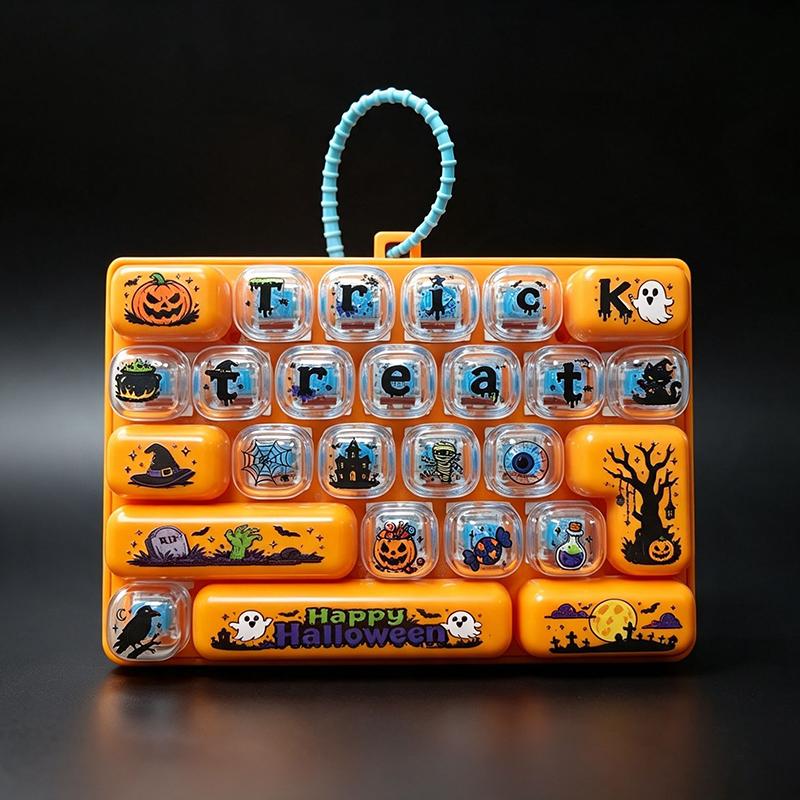 26-Gitter Tastatur Klicker Schlüsselanhänger Cartoon Spaß Stressabbau Tastatur Schlüsselanhänger Transparenter Tastatur Aufhänger Anhänger Zubehör
