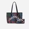 Große geometrische Print-Tragetasche 2-in-1-Set Damen-Alltags-Schulterhandtasche mit Beutel
