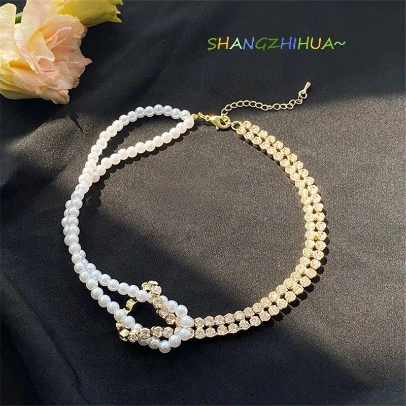 SHANGZHIHUA The Elegant Light Luxury Three-layer Pearl Collar, 2021 New Trend Jewelry Fashion Woman's Necklace Party Gift