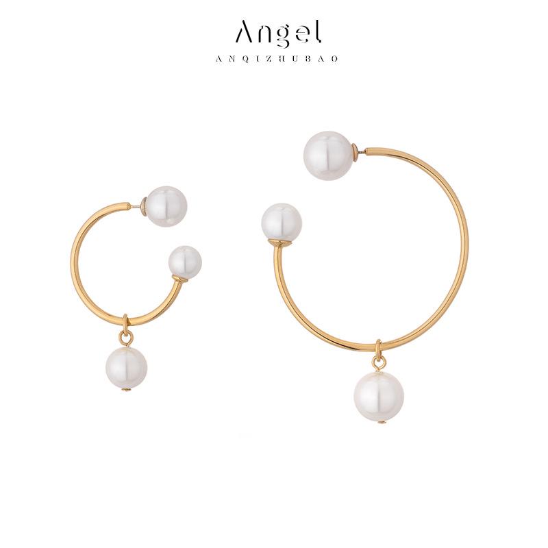 

Серьги-кольца из барочного жемчуга золотого цвета для женщин - Европейский и американский модный дизайн