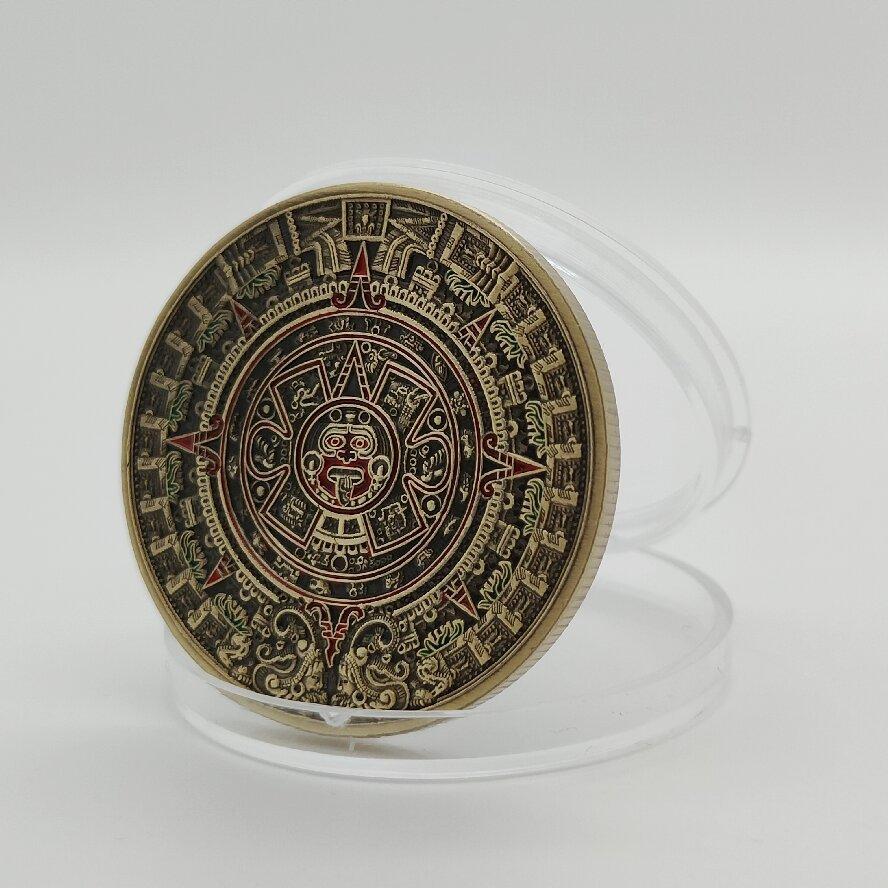 Ацтекский Золотой Дракон Календарь Загадочные Коллекционные Предметы Поделки Подарки Мексиканский Стиль Майя Памятная Монета Кошельки Домашний Декор Новый 2026