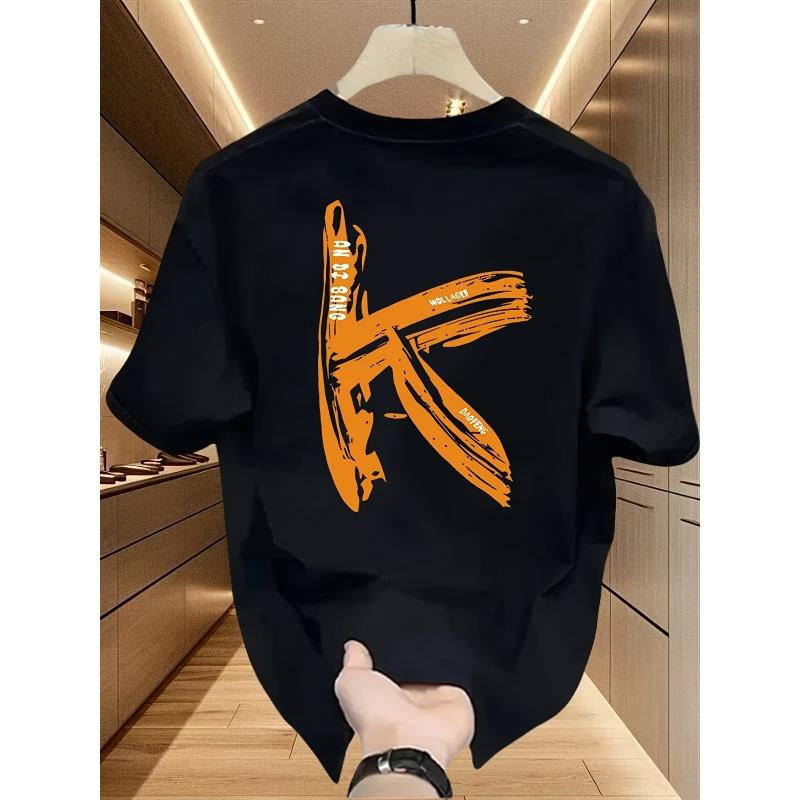 Herren Sommer Schweres Kurzarm-T-Shirt mit Trendigen Prints, Vielseitiger Koreanischer Und Japanischer Stil