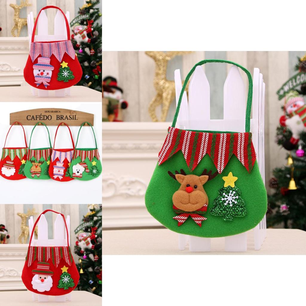 Christmas Decor Gift Bags With Cartoon Style For Celebrations And Gift Packaging