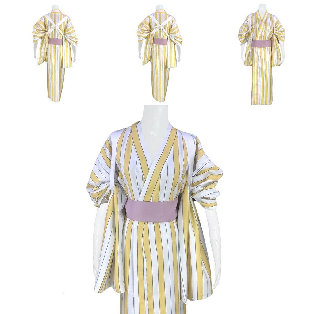 Anime Pirate King Cosplay Costume Zoro Yellow Striped Kimono Role Playing Outfit