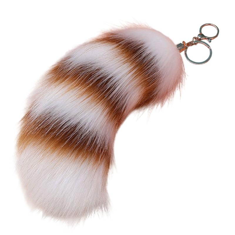 Plush Foxes Tail Keychain Soft And Cute Accessory Plush Keyring Decors For Bags Keys Or Home Decors 18cm Long