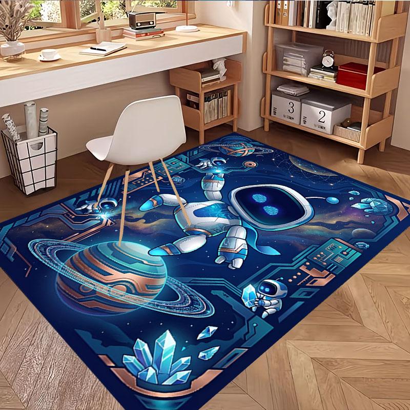 Cosmic Bot Crew Print Rug, Washable Floor Carpet, For Entryway Dorm Laundry Room Office Study, Home Decor Birthday Christmas Gift