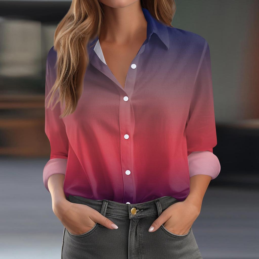 Skjorte for kvinner Bluse med knapp Langermet Uformell Basic skjortekrage Vanlig topp