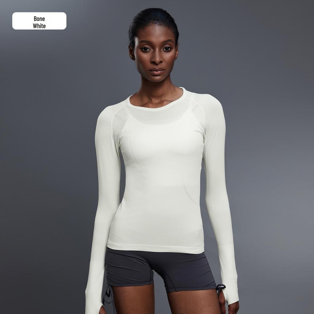 Women's Seamless Long Sleeve Yoga Top – Comfortable, Breathable, Tight-Fitting, Slimming Fitness Wear