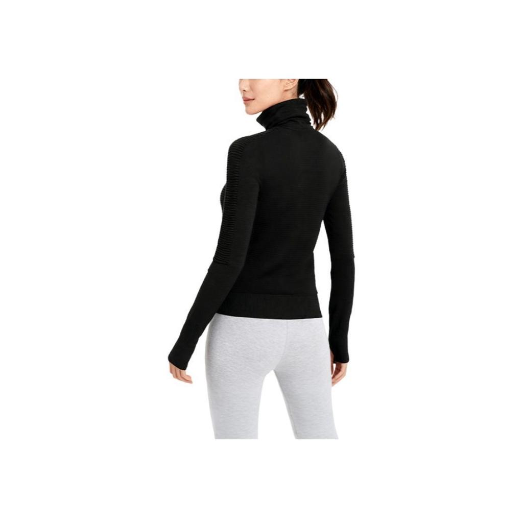 Under Armour Solid Color Logo Print High Neck Slim Fit Vintage Long Sleeve T-Shirt Women tops Black 1371576-001