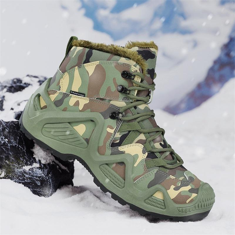 New Men's Snow Boots Workwear High Top Camouflage Shoes Fashionable and Versatile Denim Autumn and Winter Outdoor Warm Boots