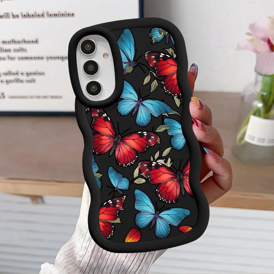 Rotes Blaues Schmetterlings Case für Samsung Galaxy A14 A15 A12 A13 A21s A16 A52 A11 Weiche Handyhülle A33 A03 A04 A06 A53 A23 A05 A22