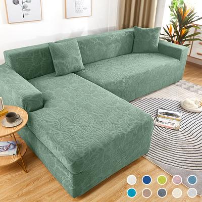 Elastic Jacquard Fabric Green Sofa Covers For Living Room Solid Color All -Inclusive Modern Elastic Corner Couch Slipcover Home