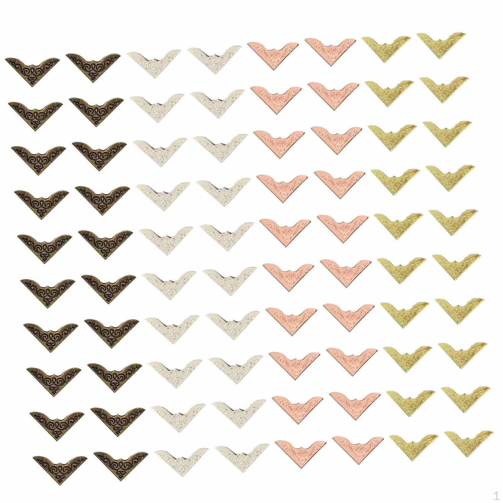 

100 Pieces Book Corner Protectors Decorative Metal Diary Iron Photo Frame 80pcs 4 Colors