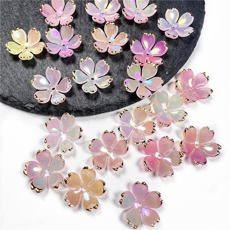 50Pcs New 19MM Acrylic Cherry Blossoms Flower Beads Petals Charm Connectors Diy Earrings Hair Jewelry Making Resin Acessories