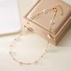 Cross-border Titanium Steel Daisy Pearl Jewelry Set: Bracelet, Necklace, Anklet
