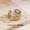 Simple Starfish Shell Pattern Ring Two Tone Stainless Steel Jewelry Accessories Unisex Geometric Line Open Rings Valentine Day